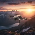 AeroView Drone Camera - Flying over mountain at golden hour