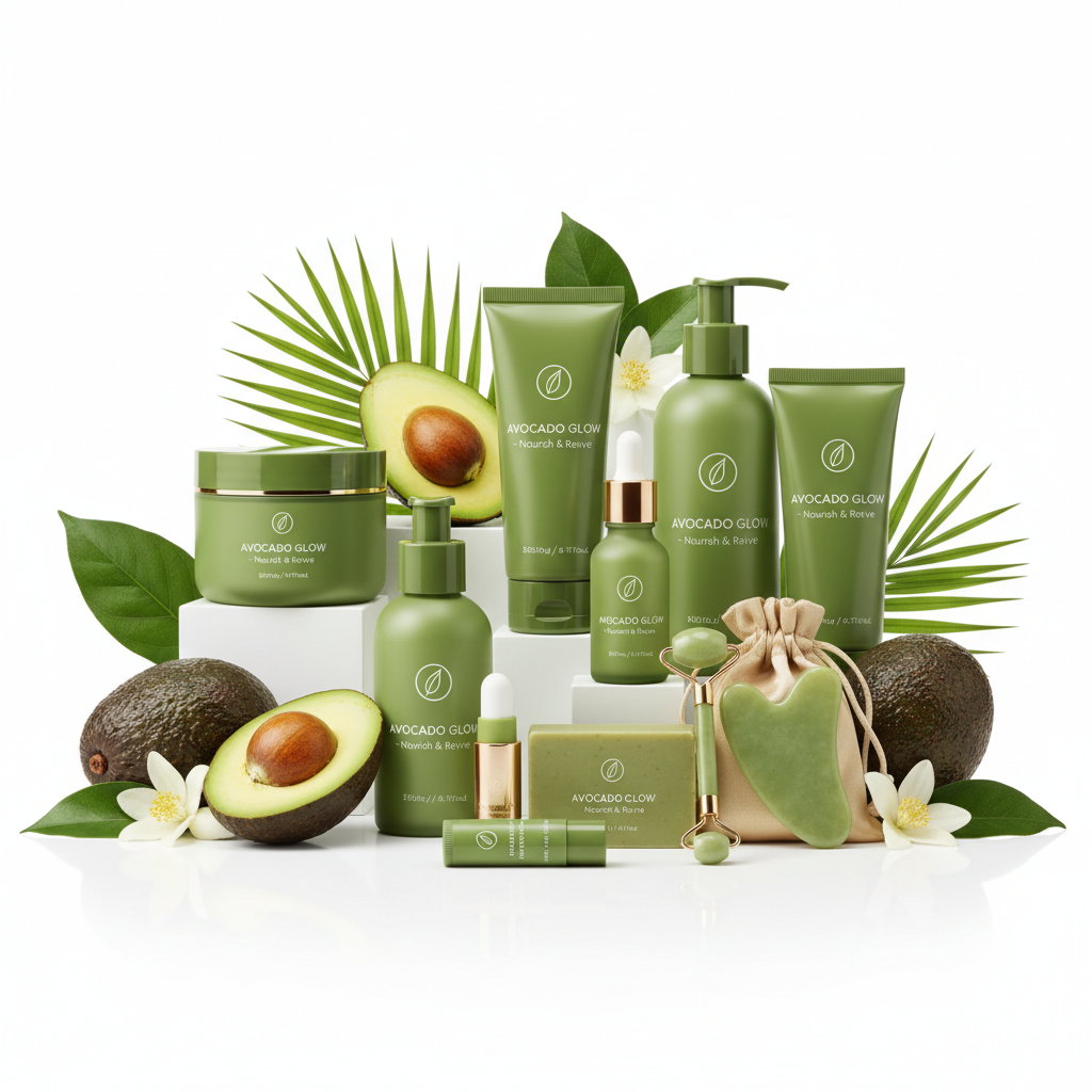 Avocado Skin Care Set, 11-In-1 Skincare Gift Set with Facial Cleanser, Face Serum