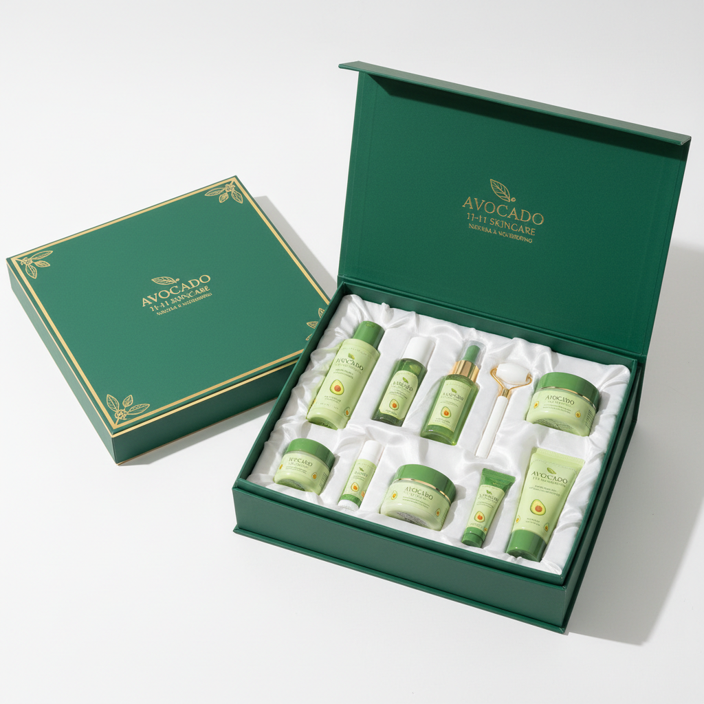 Avocado Skin Care Set, 11-In-1 Skincare Gift Set With Facial Cleanser, Face Serum, Face Mask & More